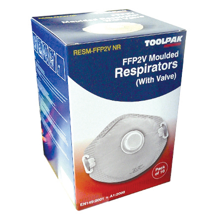FFP2+Valve Moulded Respirator Pack of 10 Toolpak